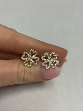 Suzy Levian Yellow Sterling Silver Clover Stud Earrings NWT
